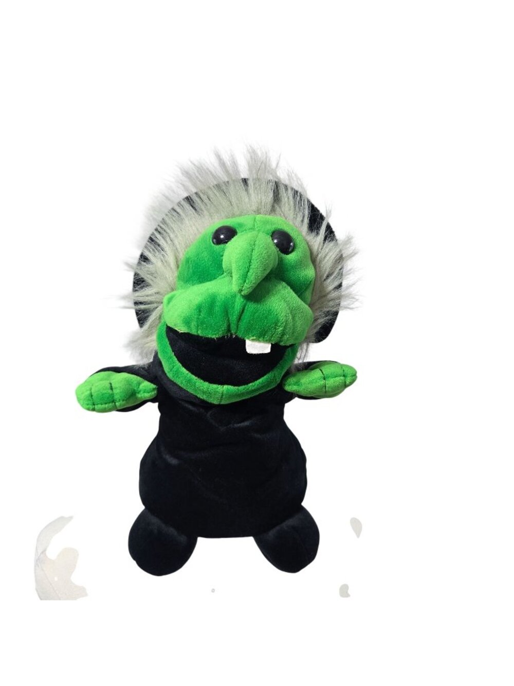 RBI Ron Bonafato  Inc. Witch Hand Puppet Plush Green Black Soft Toy with Sound